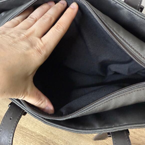 Coach Vintage Plain Gray and Brown Shoulder Bag Medium - Picture 10 of 11